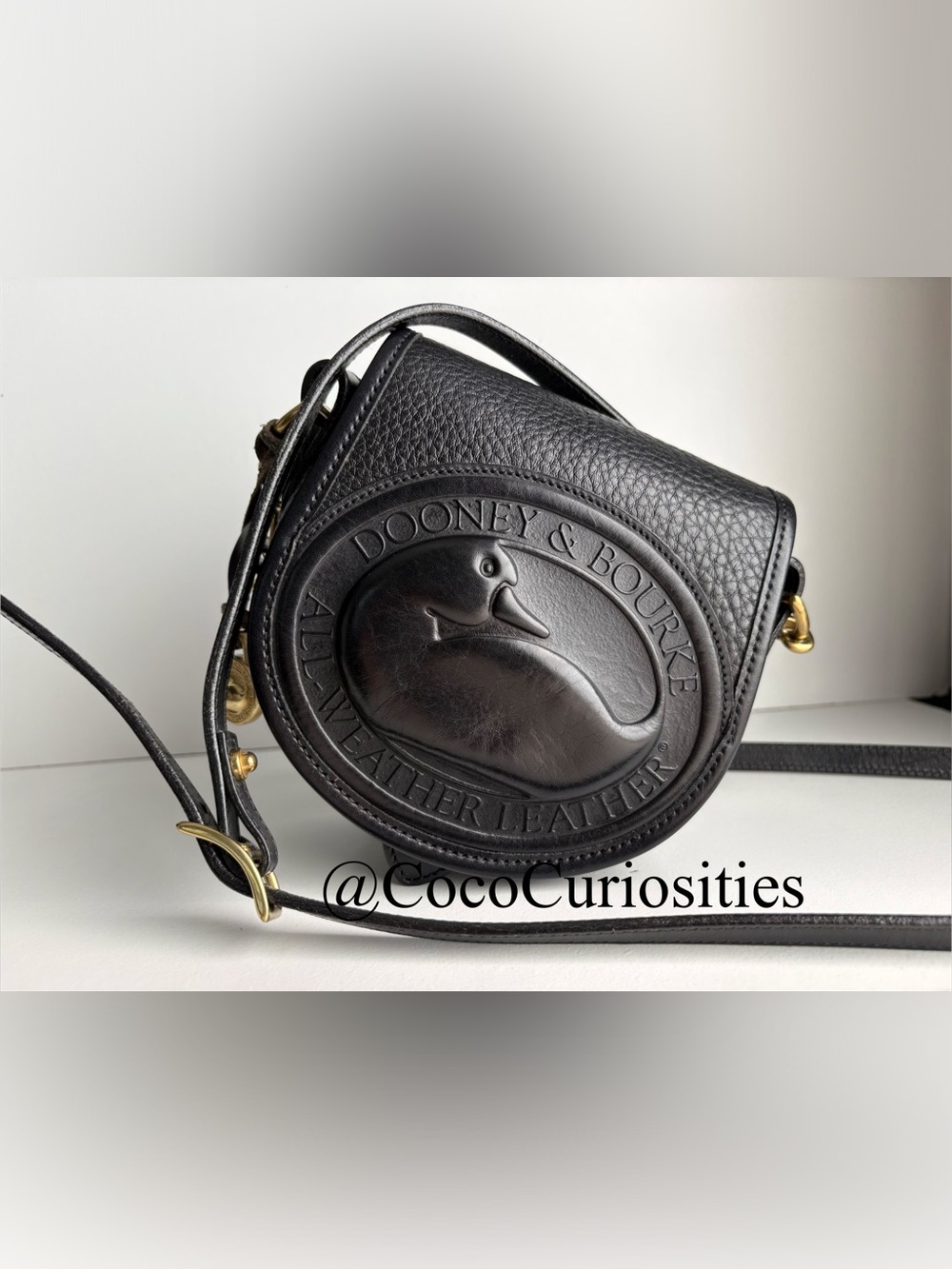 Dooney and Bourke awl  Black Leather Big Duck mini Crossbody Bag Purse P150